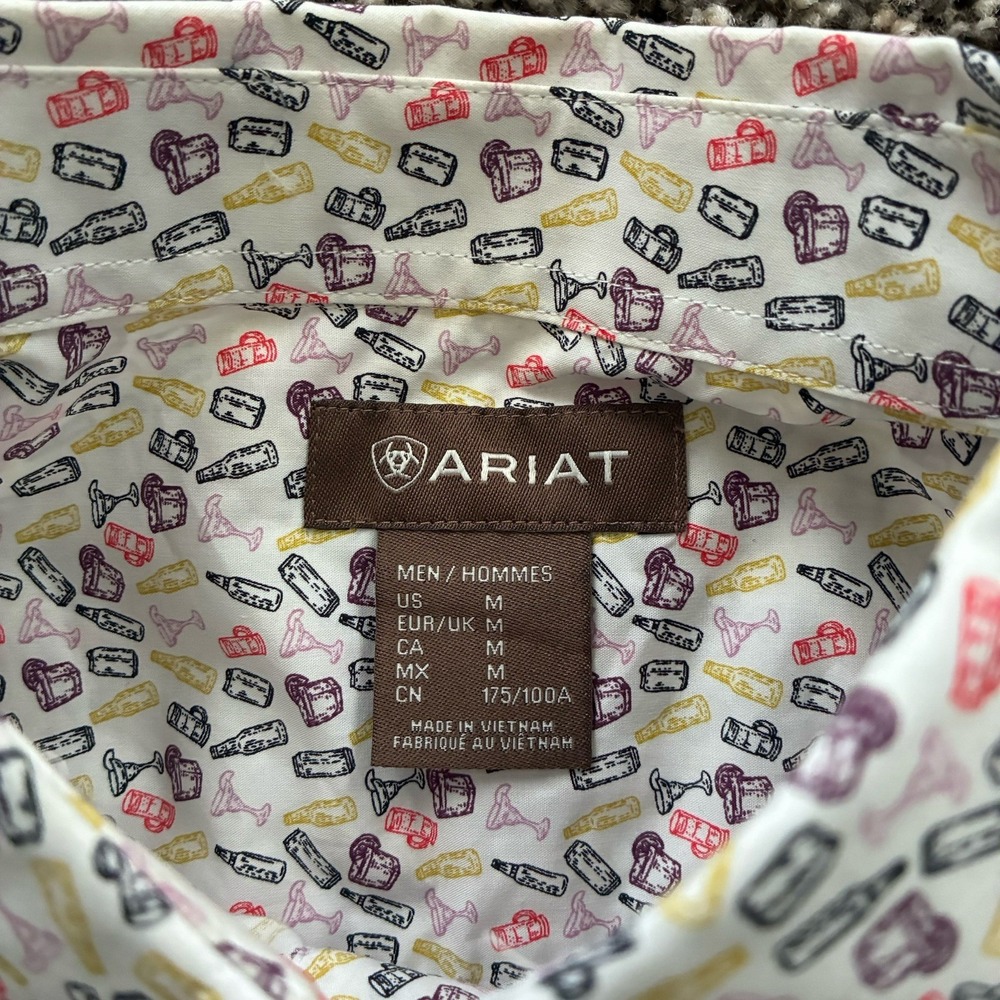 Ariat Men's M White Danon Classic Fit Short Sleeve Shirt - Picture 3 of 5